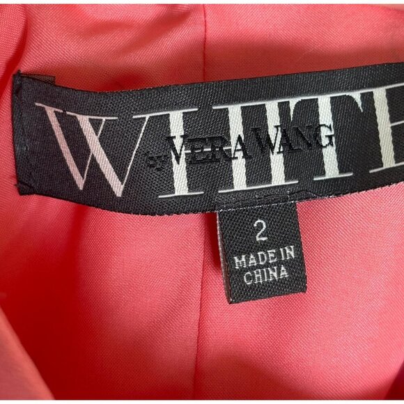 Vera Wang Coral Halter Gown V-Neck Bow Back Slit Skirt Satin Formal Dress Size 2 - Picture 12 of 12